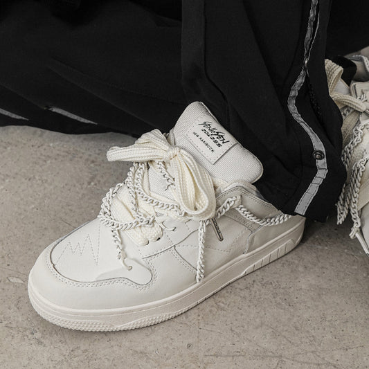 Men's Height-Increasing White Shoes – Lace-Up Comfort