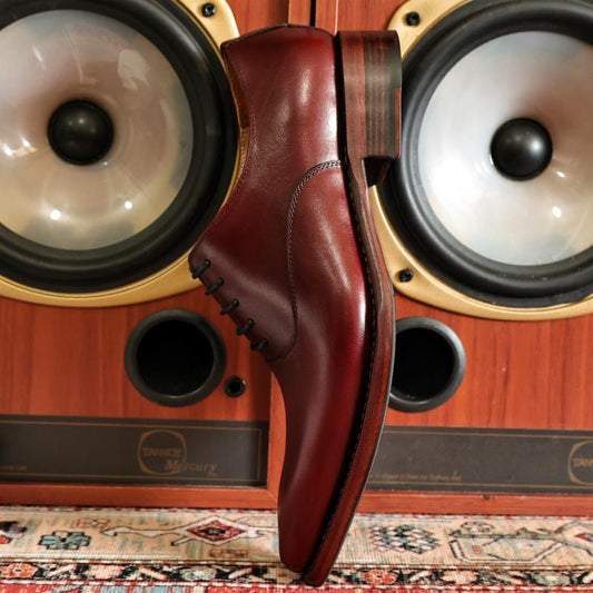 Goodyear Handmade Shoes Super Pointed Toe Wine Red Personality