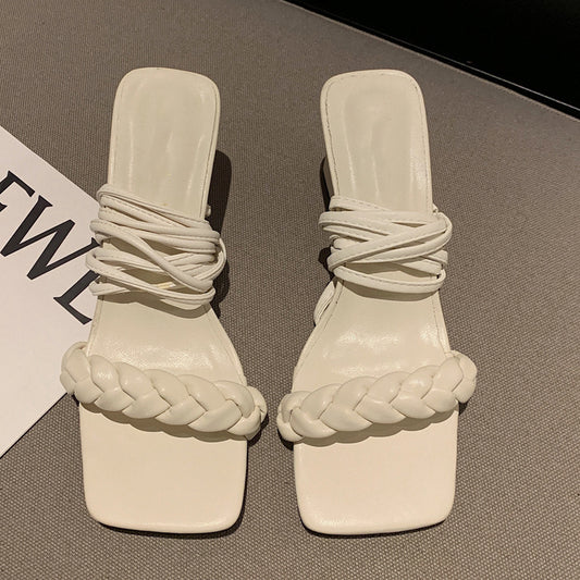 Candy Cross Strap Square Woven Sandals