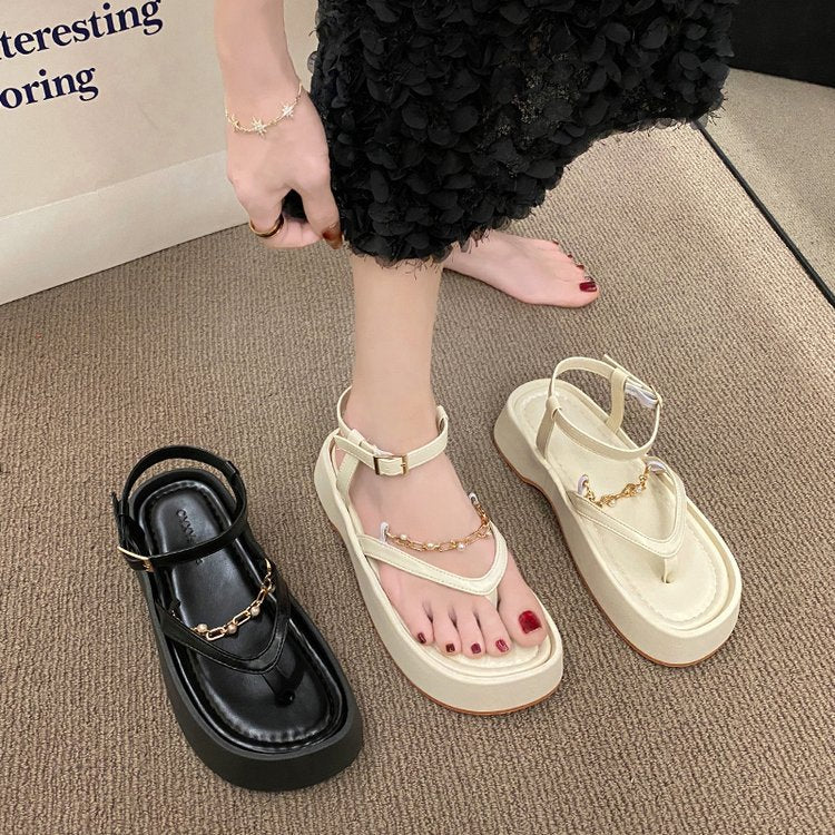 Trendy 2024 Summer Sandals for Women | Vintage Pearl Toeless Shoes - EnigmaParis