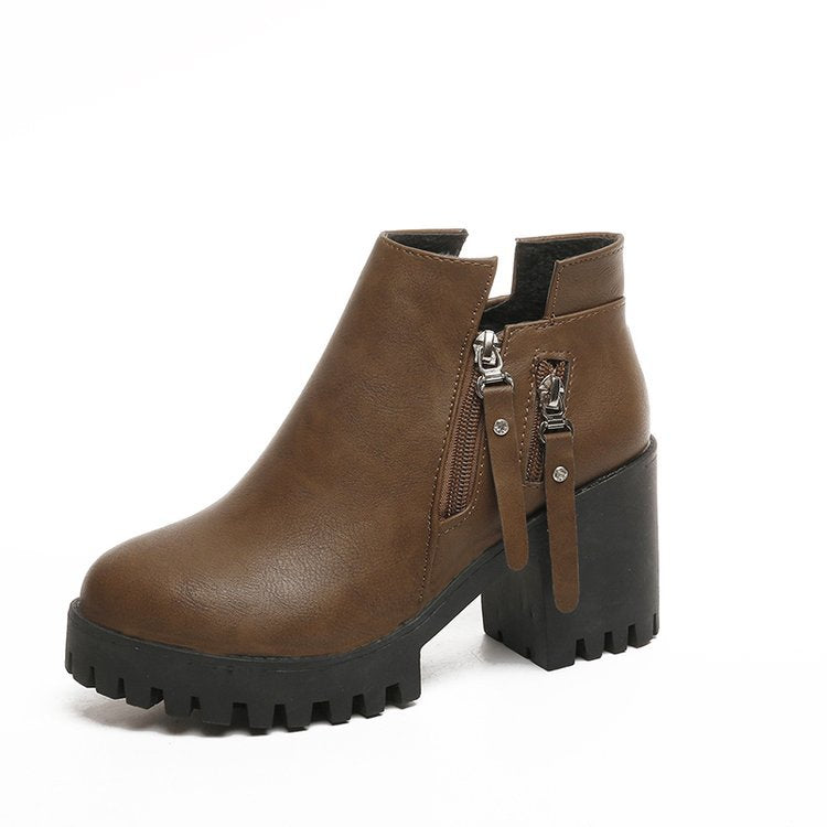 Fashionable Chunky Heel Platform Booties Women - EnigmaParis
