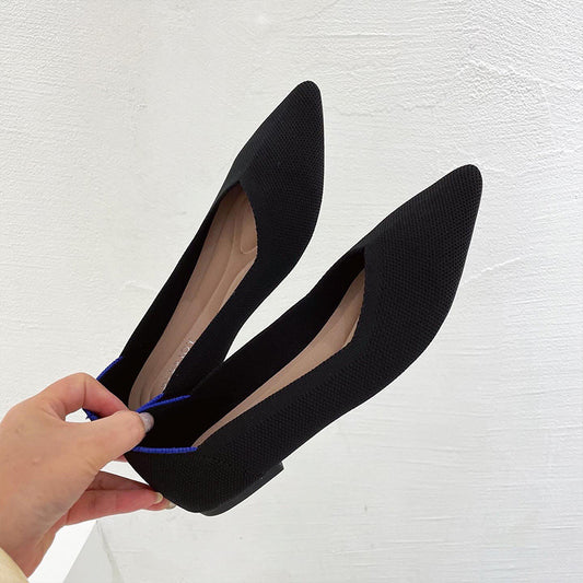 Women's Fashion Shallow Mouth Braided Shoes Pointed Flat Bottom Pumps - EnigmaParis