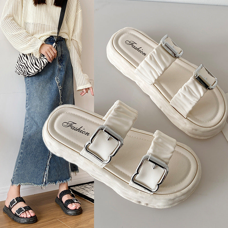 Wind Thick Bottom Sweet Fashion Vacation Flower Slippers - EnigmaParis