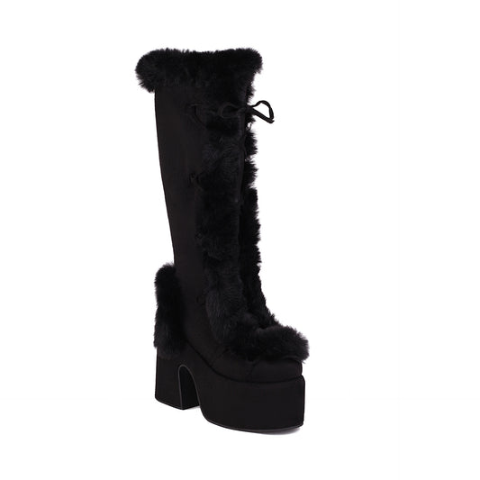 Fur Boots Platform Platform High Heel Women's High Boots - EnigmaParis