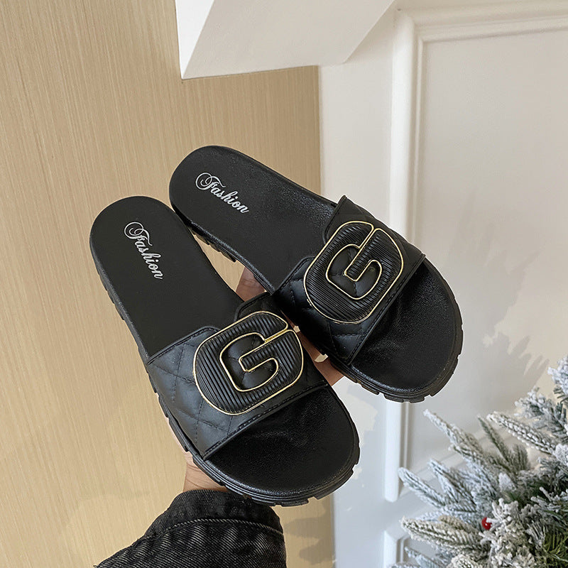 Women's Summer Outdoor Slippers New Non-slip Soft Bottom Internet Celebrity G Buckle Fashion - EnigmaParis