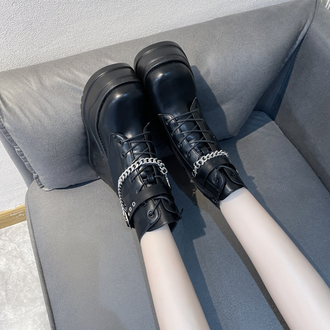 Plus Size Thick-soled Belt Buckle Martin Boots For Women - EnigmaParis