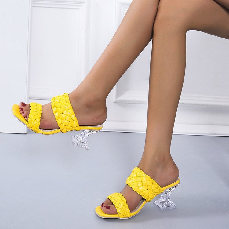 Cross-Shaped Crystal High Heel Slippers for Women - EnigmaParis