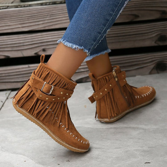 Women's Flat Buckle Martin Boots Retro - EnigmaParis