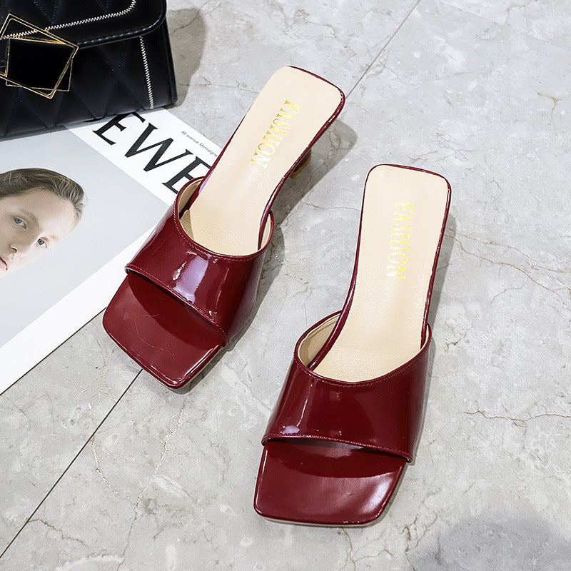 Women’s High Heel Peep Toe Slippers: Square Toe, Perfect for Summer - EnigmaParis