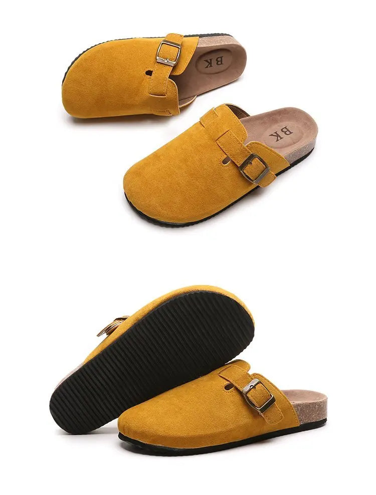 2023 New Concise Retro Outside Flat with Women's Slippers Mules Modern Sandals Buckle Shoes Strap Autumn Winter