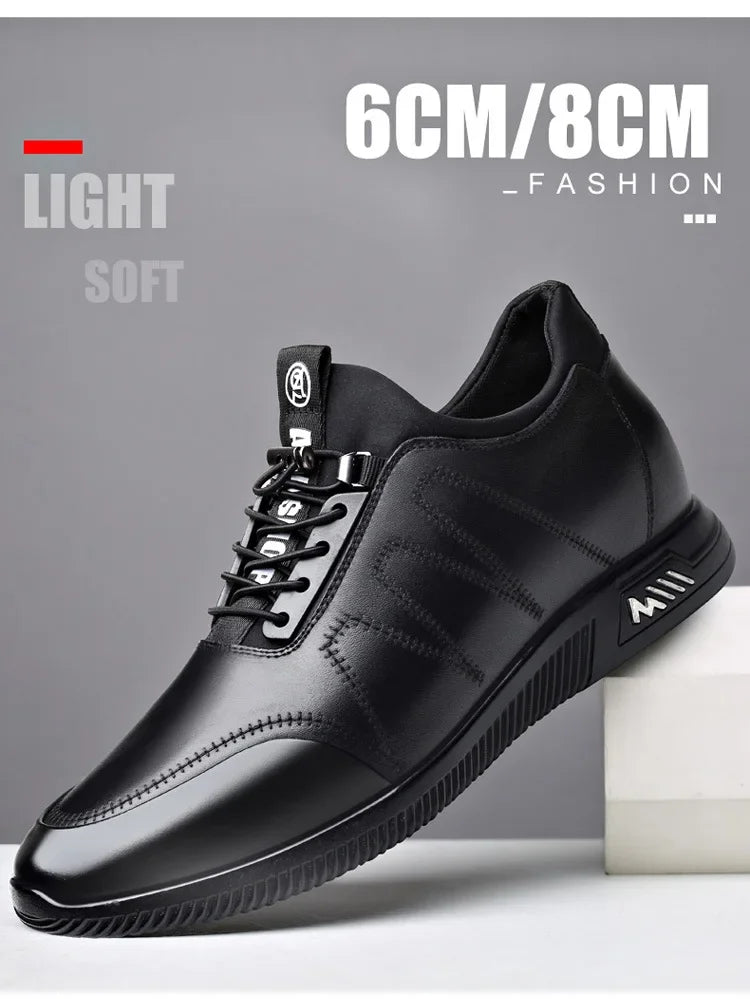 Invisible Height Increasing Leather Shoes