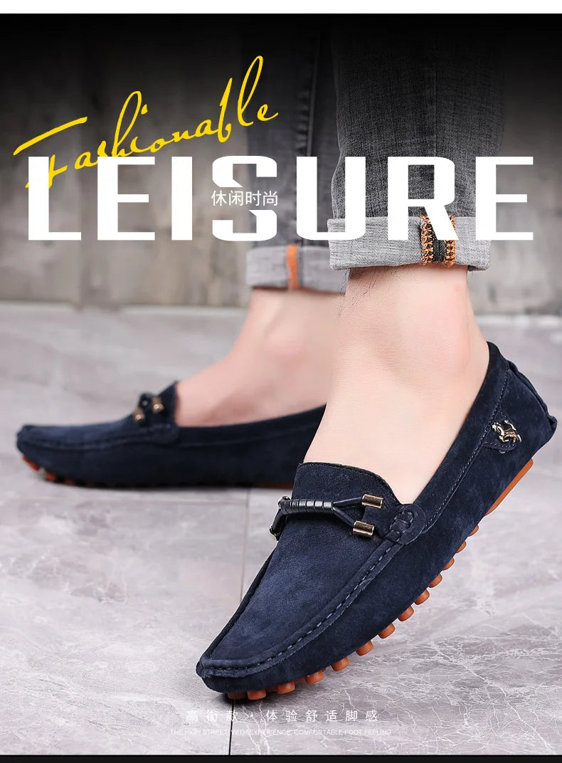 Men Suede Leather Loafers Shoes | Slip on Non-slip Driving Loafers for Men