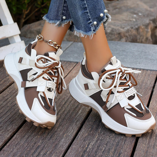 New Women Sneakers Mesh Breathable Platform Sneakers Women Casual Lace Up Outdoor Women Shoes Low Top Sneakers Zapatos De Mujer