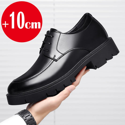 8-10cm Height Increasing Shoes for Men Summer Autumn Inside High Shoes Men's Hollow Business Dress Men's Elevator Leather Shoes