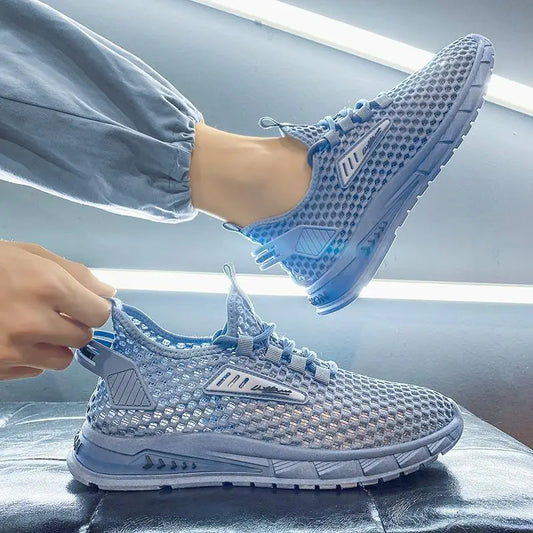 Men's Shoes Summer Hollow Mesh Breathable Shoes Men Casual Sports Running Sneakers Fashion Comfortable Mens Beach Shoes