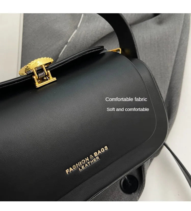 Classic Black Shoulder Bag Women's Versatile Retro Crossbody Square Bags 2024 New Large Capacity Textured Leather Flap Handbags
