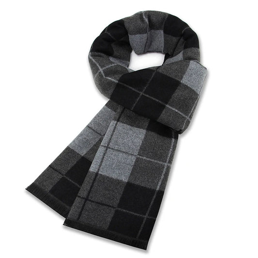 Luxury Wool Scarf for Men | Winter Warm Cashmere Silk Plaid Pashmina Shawl | EnigmaParis