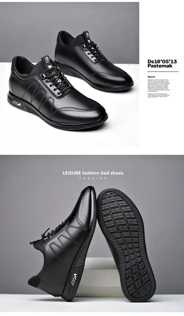 Invisible Height Increasing Leather Shoes