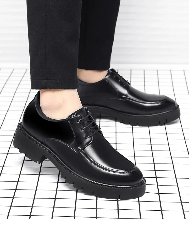 8-10cm Height Increasing Shoes for Men Summer Autumn Inside High Shoes Men's Hollow Business Dress Men's Elevator Leather Shoes