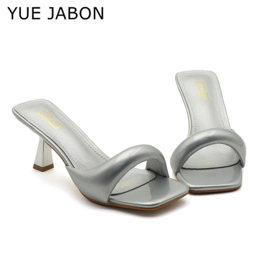 Black Red High Heel Sandals Women Open Toe Slingback Sandals Female Pumps Square Toe Summer Simple Designer Heeled Sandals