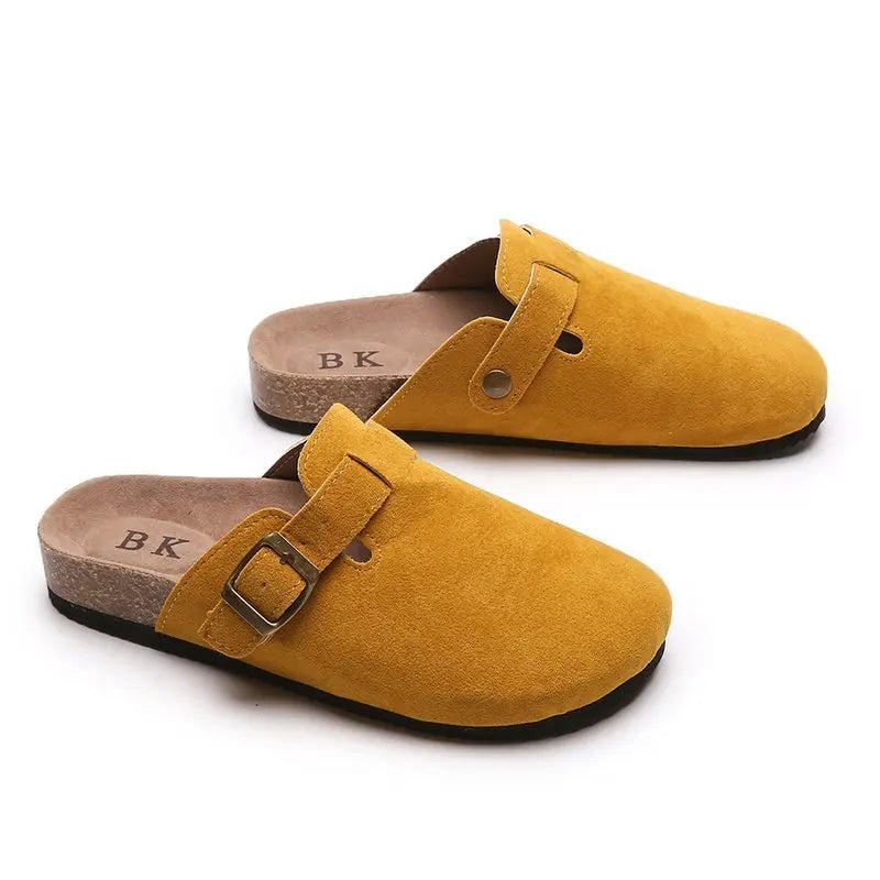 2023 New Concise Retro Outside Flat with Women's Slippers Mules Modern Sandals Buckle Shoes Strap Autumn Winter