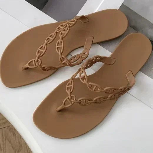 2025 Summer Women Slippers Bow Flip Flops Rivet Flats Sandals Outdoor Transparent Crystal Beach Shoes Female Open Toe Shoes
