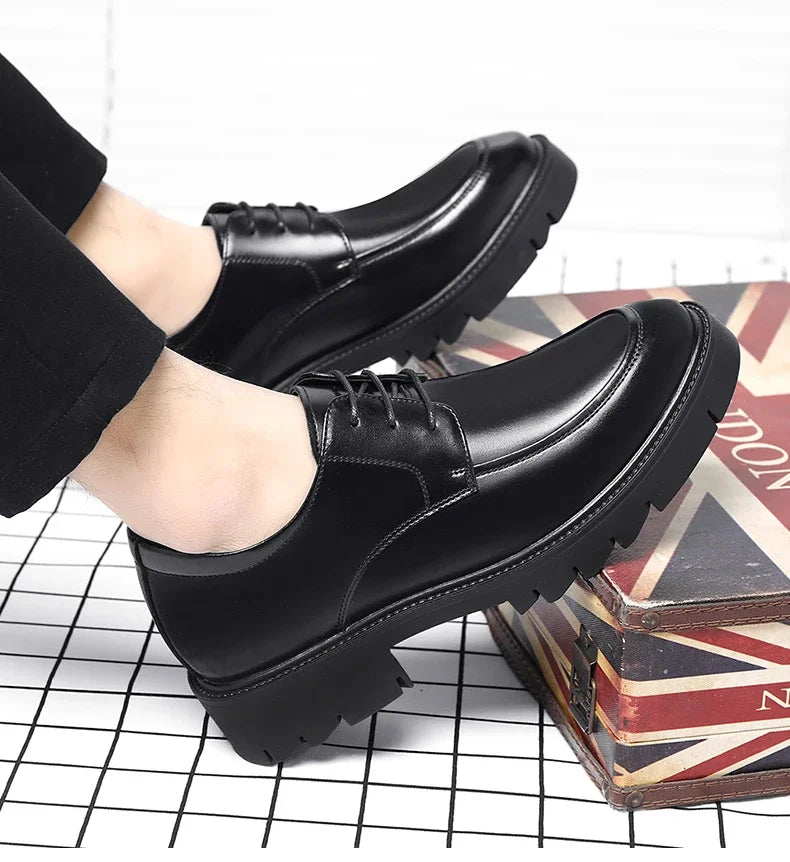 8-10cm Height Increasing Shoes for Men Summer Autumn Inside High Shoes Men's Hollow Business Dress Men's Elevator Leather Shoes