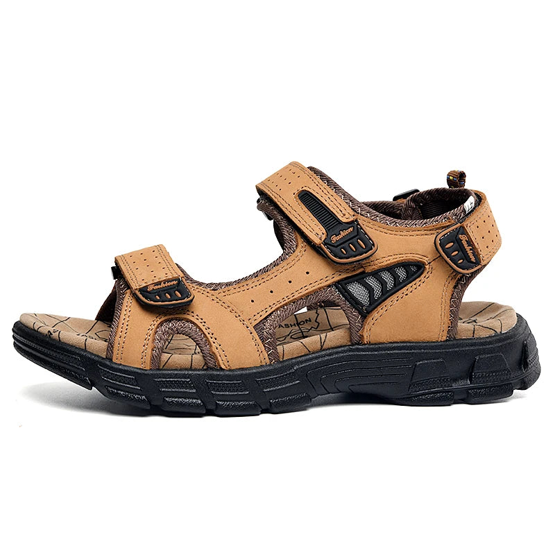 Brand Classic Mens Sandals Summer Genuine Leather Sandals Men Outdoor Casual Lightweight Sandal Fashion Men Sneakers Size 38-46