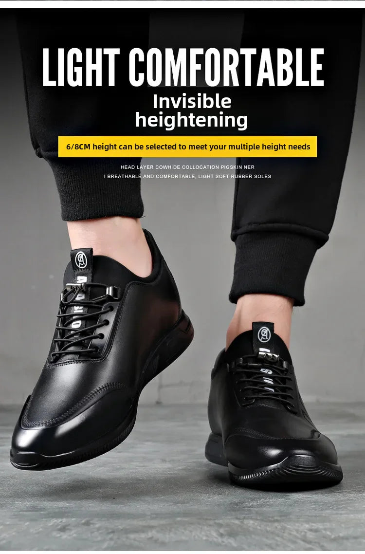 Invisible Height Increasing Leather Shoes