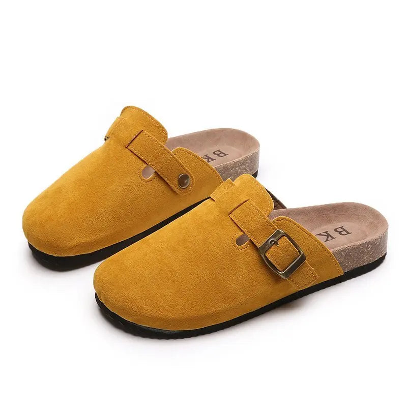 2023 New Concise Retro Outside Flat with Women's Slippers Mules Modern Sandals Buckle Shoes Strap Autumn Winter