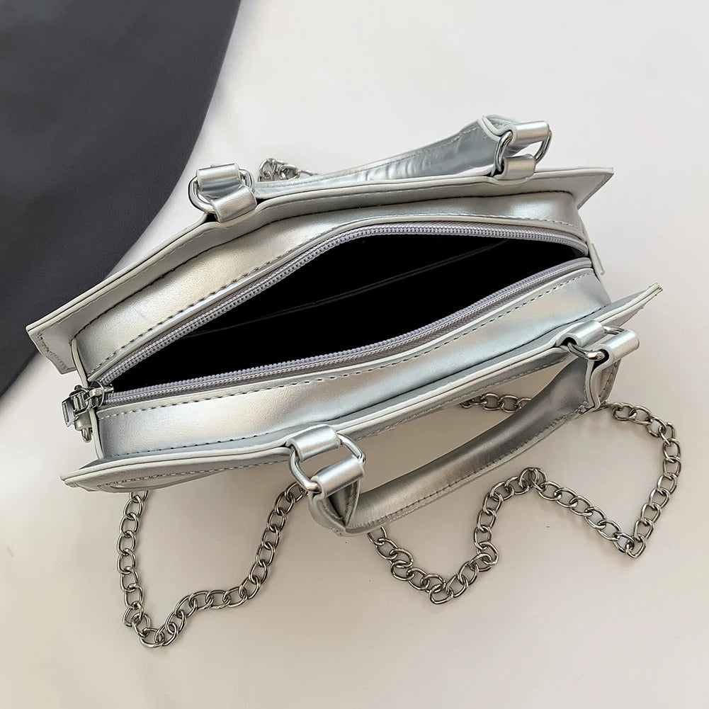 Women's Coffin Shaped Hobo Bag Halloween Chain Crossbody Bag PU Leather Top Handle Bag High Quality Handbags Fashion Sling Purse