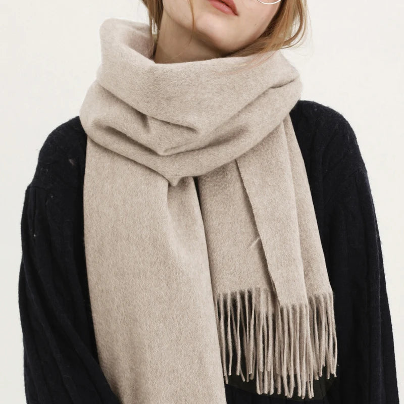 Solidlove 100% Wool Winter Scarf | Women's Fashion Cashmere Poncho Wrap | Elegant Scarves for Ladies | EnigmaParis