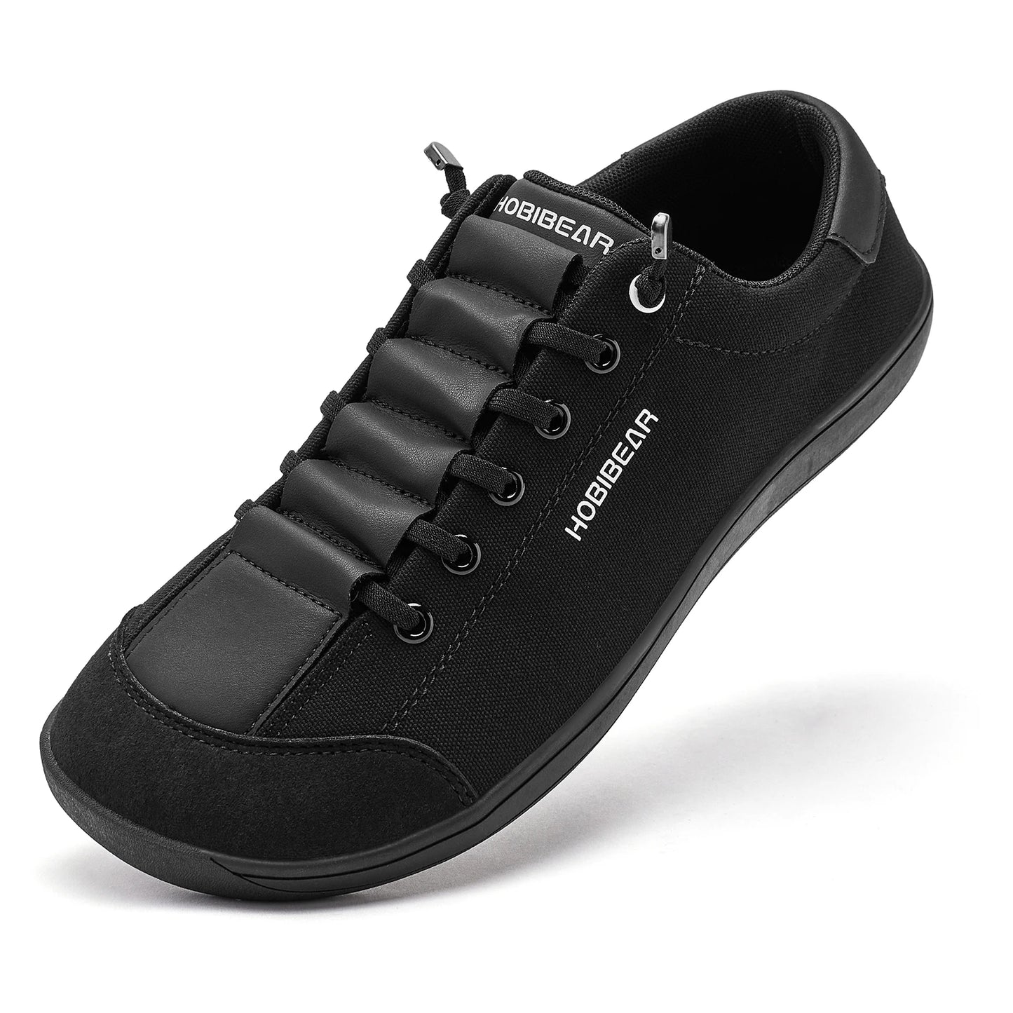 HOBIBEAR Wide Toe Barefoot Shoes for Unisex Minimalist Artificial Leather Sneakers Lightweight Adjustable Slip On Walking Shoes