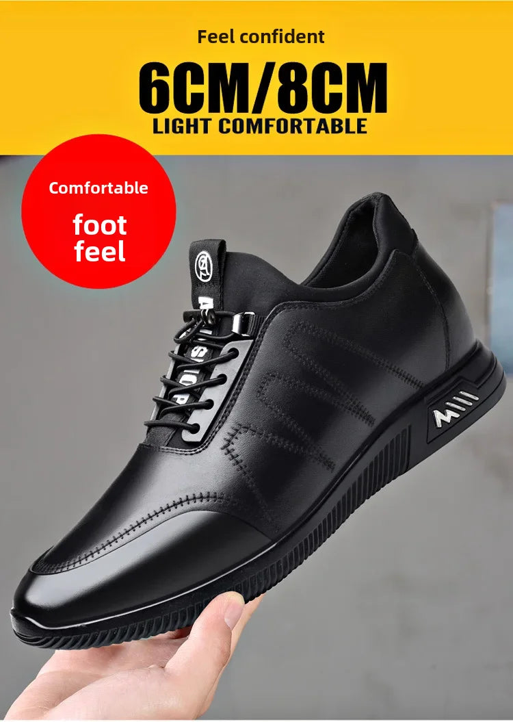 Invisible Height Increasing Leather Shoes