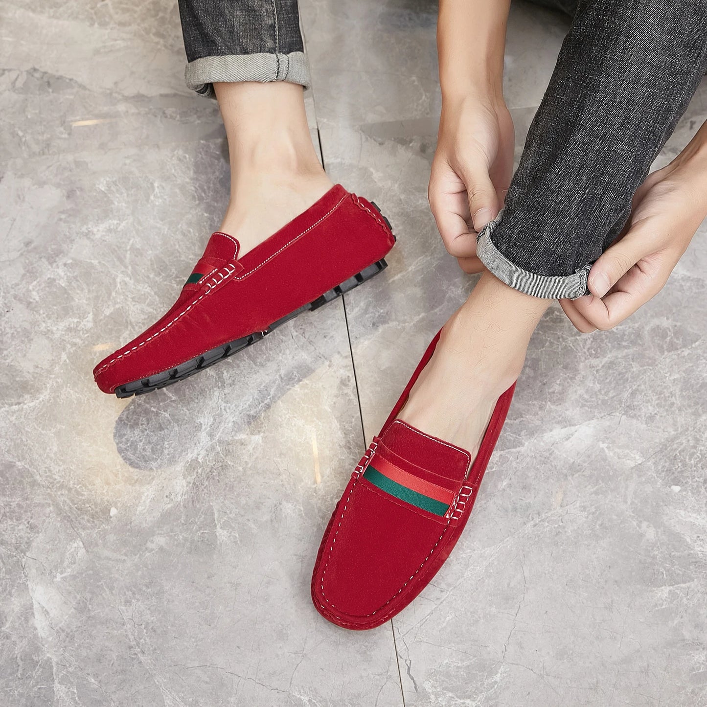 Men Suede Loafers | Comfortable Slip on Moccasins