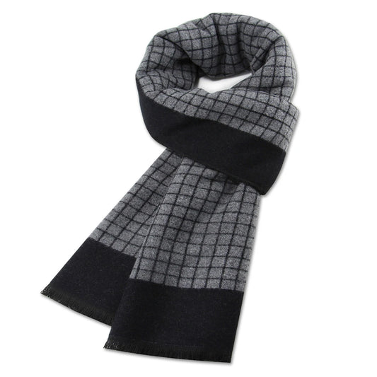 Luxury Wool Scarf for Men | Winter Warm Cashmere Silk Plaid Pashmina Shawl | EnigmaParis