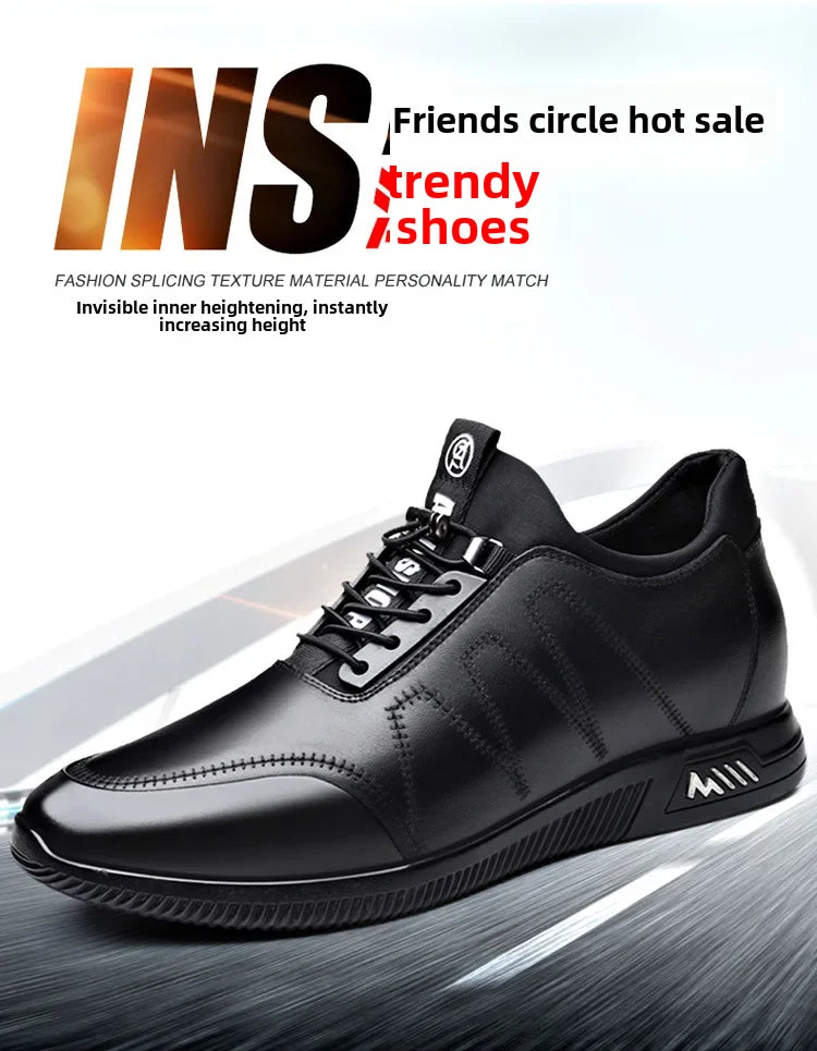 Invisible Height Increasing Leather Shoes