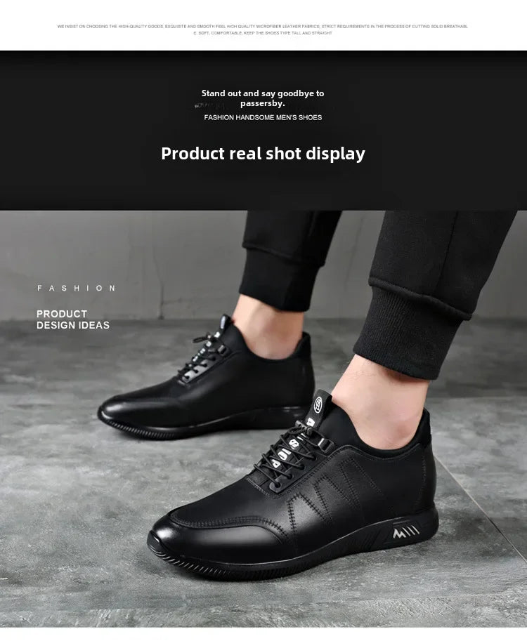 Invisible Height Increasing Leather Shoes