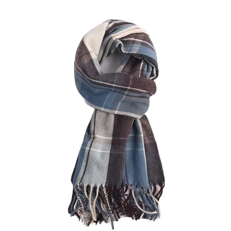 Checkered Wool Scarf | Women's Winter Cashmere Shawl | Warm & Stylish Design | EnigmaParis