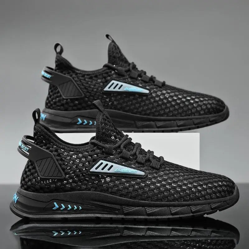 Men's Shoes Summer Hollow Mesh Breathable Shoes Men Casual Sports Running Sneakers Fashion Comfortable Mens Beach Shoes