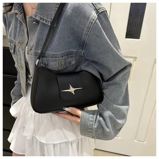 2025 Classic Y2K Small Purse Luxury Brand Female Handbags Vintage PU Leather Shoulder Bags for Women Daily Ladies Underarm Bag