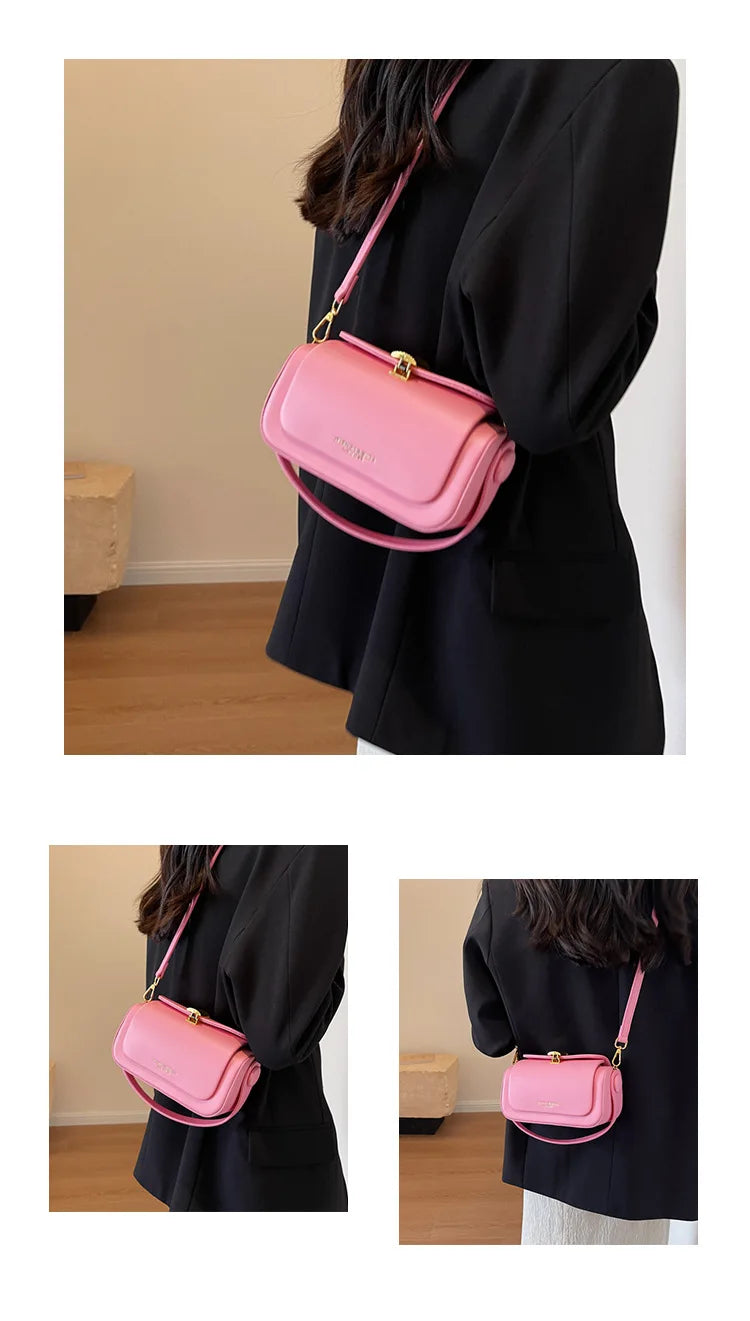 Classic Black Shoulder Bag Women's Versatile Retro Crossbody Square Bags 2024 New Large Capacity Textured Leather Flap Handbags