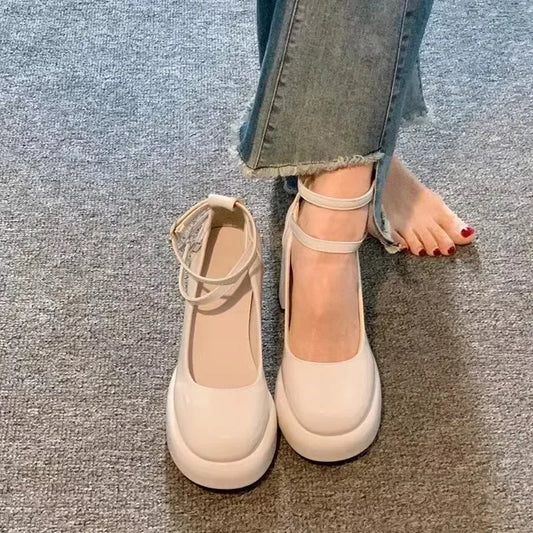 New Women Pumps Shoes Fashion Cross Strap Ladies Shallow Dress Mary Jane Shoes Female Elegant High Heel Footwear Platform Heels