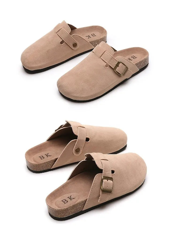 2023 New Concise Retro Outside Flat with Women's Slippers Mules Modern Sandals Buckle Shoes Strap Autumn Winter