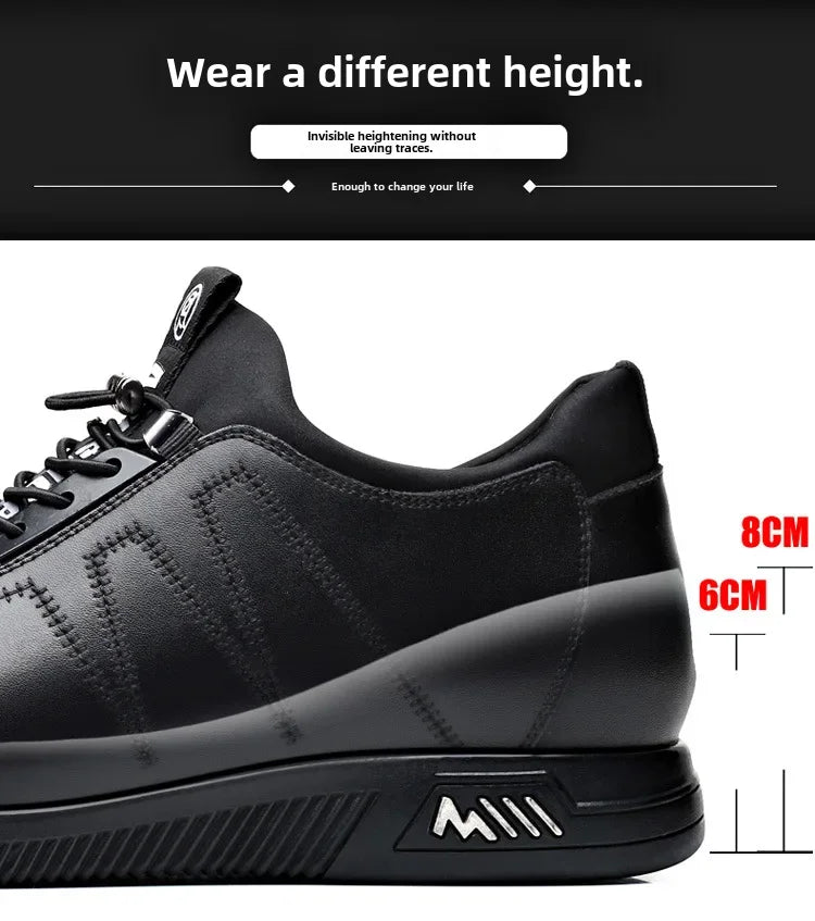 Invisible Height Increasing Leather Shoes