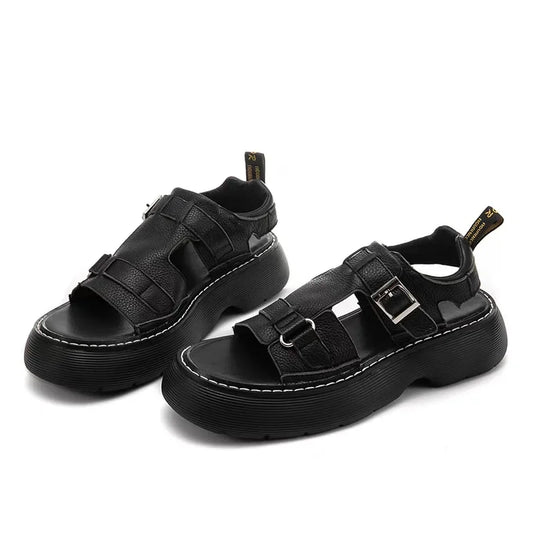 Men's Fashionable Genuine Leather Sandals 2023 Summer New Style Casual Sports Shoes Soft Bottom Anti-Slip Slippers