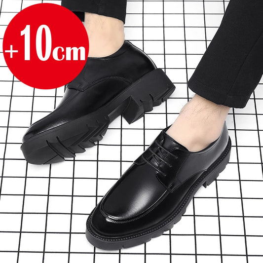 8-10cm Height Increasing Shoes for Men Summer Autumn Inside High Shoes Men's Hollow Business Dress Men's Elevator Leather Shoes