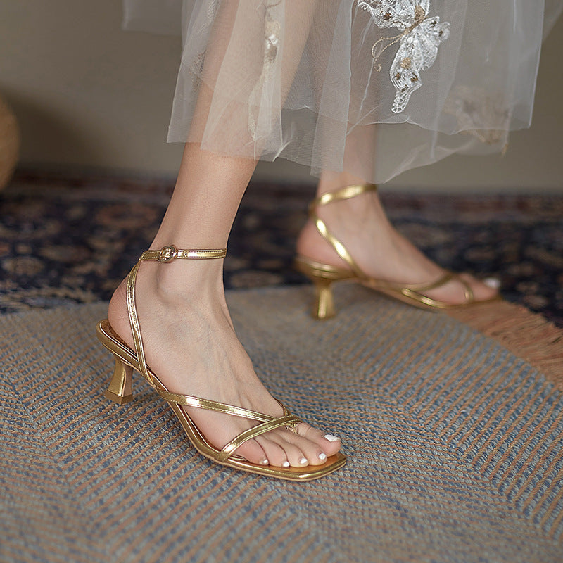 Fairy Style Golden Vintage French Roman Sandals