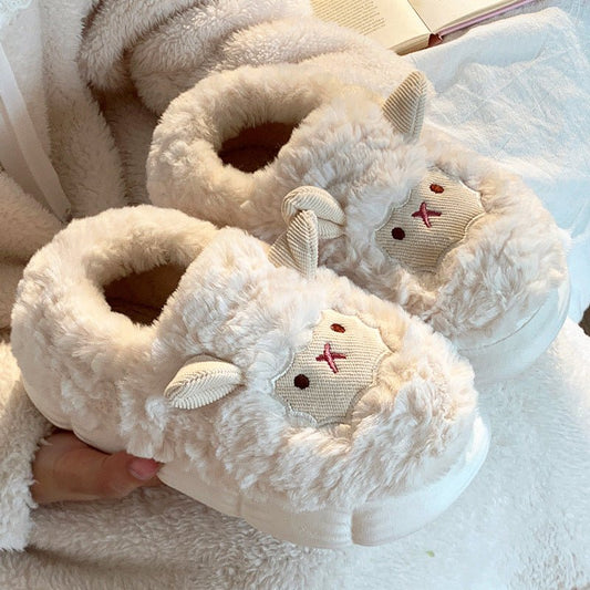 Adorable Little Sheep Cotton Slippers for Ladies - Cozy and Charming Footwear - Enigmaparis