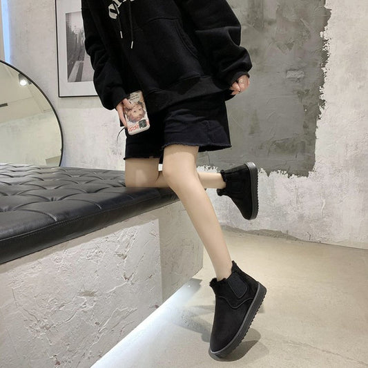 Women's Snow Boots Fashion Velvet Padded Thick Flat - EnigmaParis